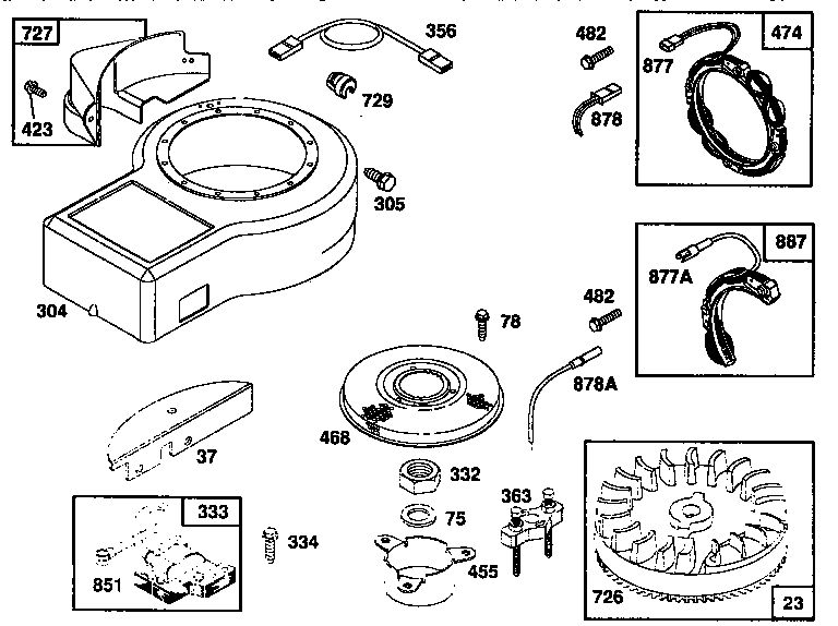 Flywheel Assembly Diagram and Parts List for 259700  Briggs and Stratton Engine